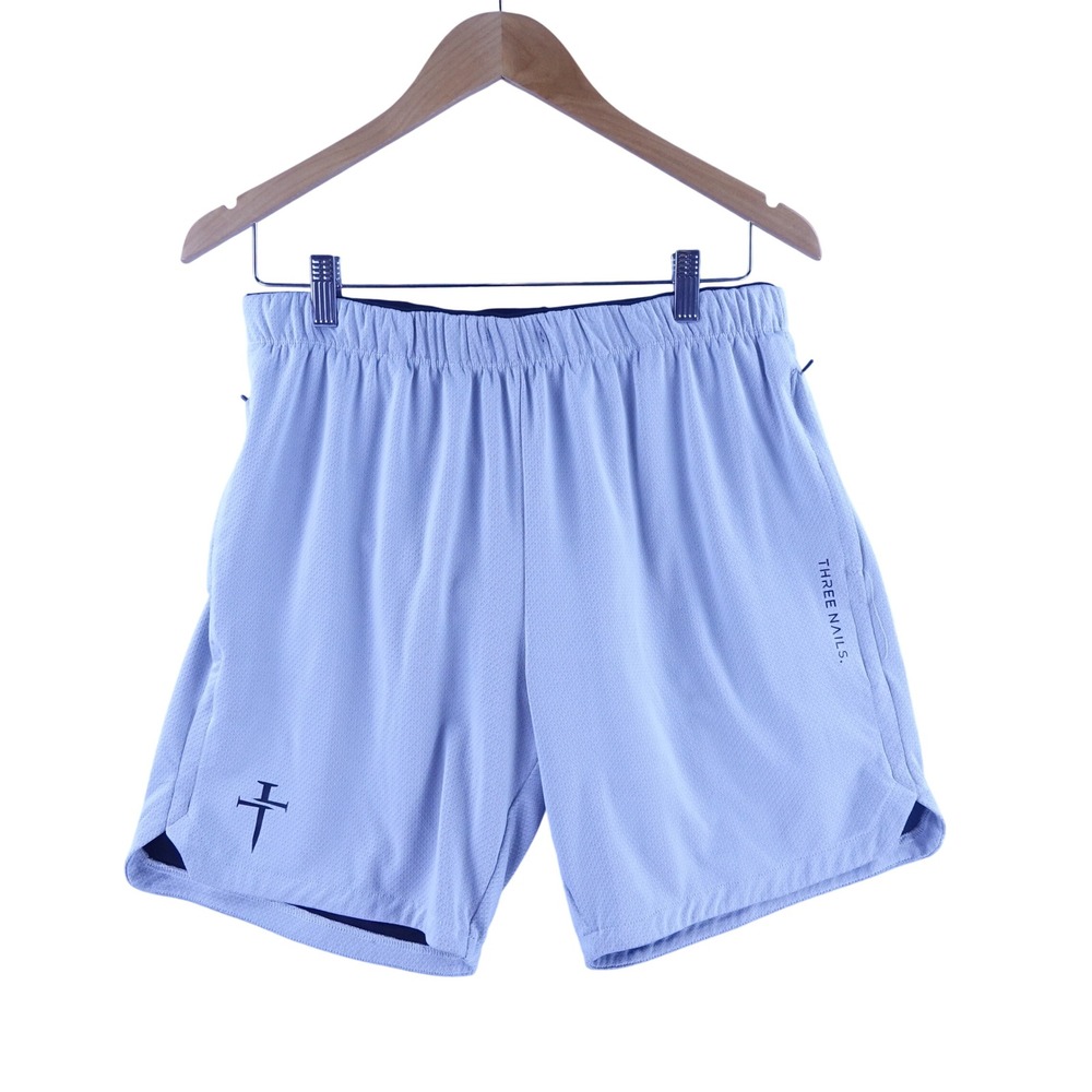 Three Nails Mens Athletic Mesh Shorts Light Gray‎ Zipper Pocket Size 32